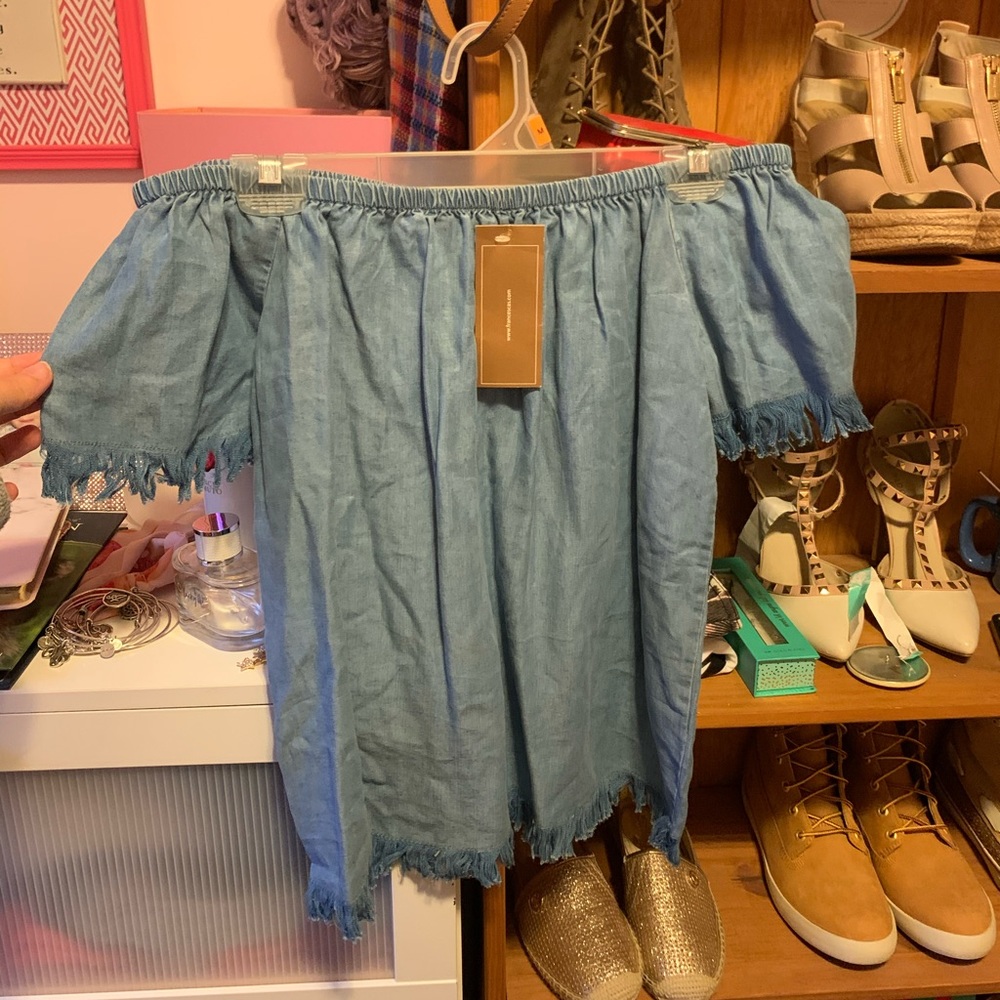 Off the shoulder denim style top